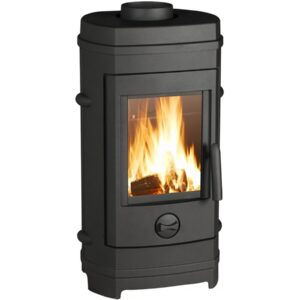 Poêle à bois en fonte “Remilly” – 80 x 43.6 x 36.3 cm – 4,5 à 10,5 kW – Anthracite