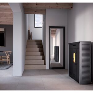 Poêle à granulés “Daglan Slim 8 ” – 103,5 x 93 x 28 cm – 9 kW – Gris
